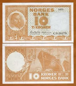 Norway, 10 Kroner, 1971, P-31 (31f), UNC - Picture 1 of 1
