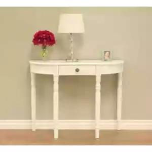 Homecraft Furniture Console Tables 29.1"Hx36.05"Lx11.6"D Half Moon Wood White - Picture 1 of 5