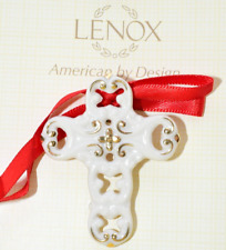 Lenox Pierced Cross Ivory W Gold Trim Christmas Ornament New In Box