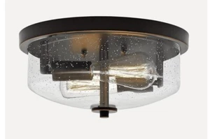 2-Light Modern Farmhouse Semi-Flush Mount Light Ceiling Fixture w/ Glass Shade - Picture 1 of 8