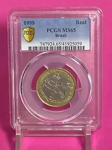 Brazil 1998 Universal Declaration of Human Rights 1 Real PCGS MS65 - Picture 1 of 4
