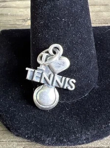 Vintage SJC Sterling Silver 925 I Love Tennis Heart Pendant Charm - Picture 1 of 5