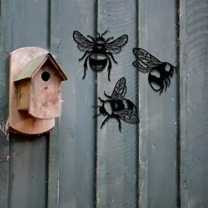 3er Set Metallbienen rostig Metall Kunst verrostete Hummeln Bienen Wandkunst Gartendekor - Bild 1 von 17