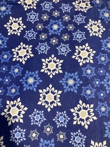 Flannel Fabric 2 Yard X44 - David Textiles Blue White Snowflakes on Blue - Picture 1 of 4