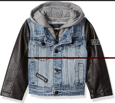 Kids Diesel Jean And Faux Leather Jacket Size 3t Large Logo - Image 1 of 4