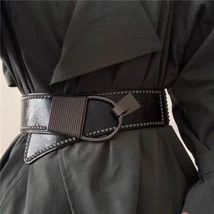 Leather Elastic Cummerbunds Elastic Wide Waist Corset Corset Belt Outfits - Picture 1 of 7