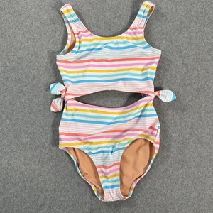 Traje de baño Crewcuts J.Crew a rayas recortado de una pieza niñas talla 8 lazo BX166 - Imagen 1 de 8