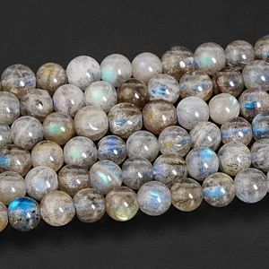 Perline sfuse originali naturali grigie marroni labradorite grado A perline rotonde 4-5 mm - Foto 1 di 3