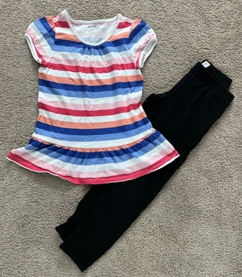 Gymboree Girls Sz L Cotton Tunic Knit Top & Gap Kids Black Sz 12 Leggings - Image 1 of 3