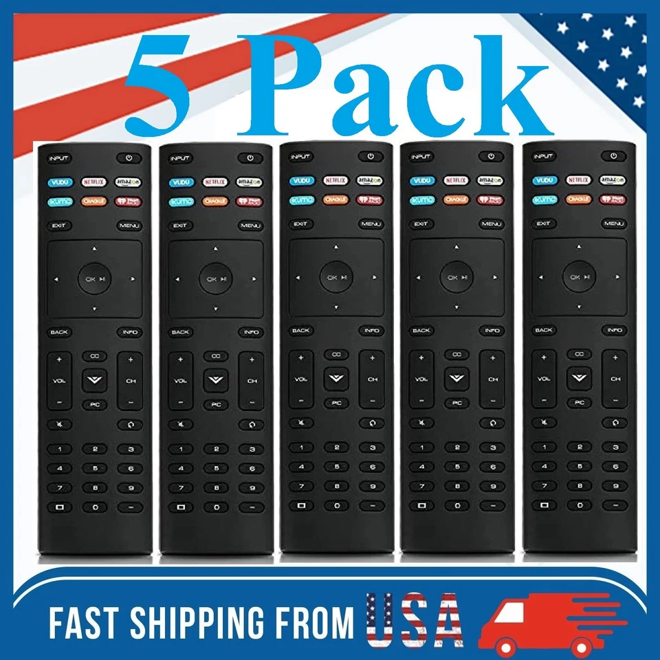 5 x XRT136 for Vizio Smart TV Remote Control w Vudu Amazon iheart Netflix 6 Keys - Image 1 of 1