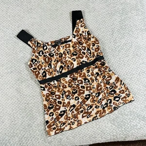 Camiseta sin mangas vintage y2k marrón estampado leopardo negra babydoll coqueta nine west 6 - Imagen 1 de 4