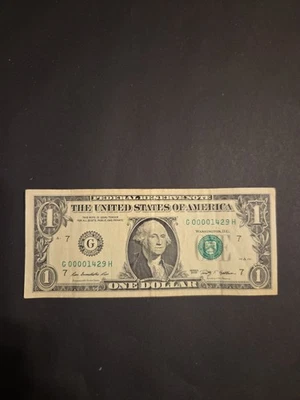 $1 2021 LOW SERIAL NUMBER 4 LEADING 0'S G 00001429 H - Image 1 of 2
