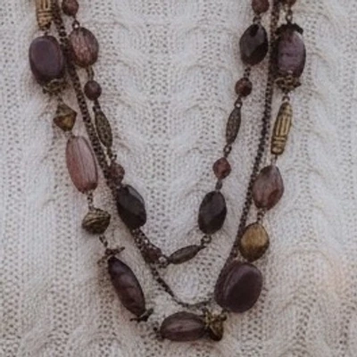 Collar colgante Premier Designs multihilo cuentas de vidrio púrpura tono dorado antiguo Foto 1 de 4