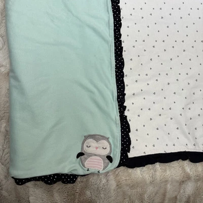 Manta de algodón Carter's Just One You verde búho negra punteada para recibir bebé Foto 1 de 4