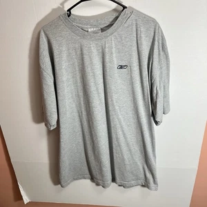 T-shirt vintage Y2K Reebok ricamata mini logo maglietta essenziale grigia taglia Xl - Foto 1 di 6