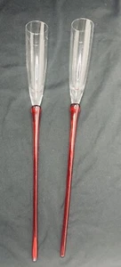 Footless Champagne Glass Toasting Flutes 17” LONG Stem Red Bouquet Set Handblown - Picture 1 of 6