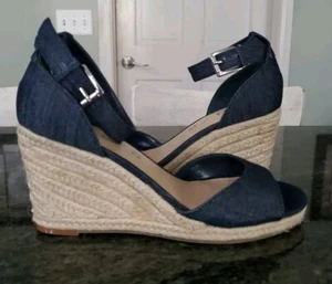 Sandalias de cuña UNISA para mujer talla 8 azul denim alpargata tacón alto punta abierta azul - Imagen 1 de 12