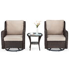 Patio Wicker Furniture Outdoor 3pcs Rattan Sofa Garden Conversation Set W/ Table