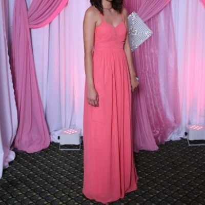 Women's Sweetheart Maxi Chiffon Dress Pink XS wedding evening formal handmade - Image 1 of 4