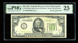 DBR 1934 $50 LGS FRN Minneapolis Fr. 2102-Ilgs PMG 25 Serial I00095086A - Picture 1 of 2