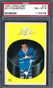 1962 Parkhurst #12 PSA 8 Ed Litzenberger Maple Leafs 12 Nice! - Picture 1 of 2