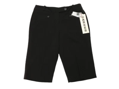 Larry Levine Petite Women's Black Stretch Career Bermuda Shorts Size 8P - Image 1 of 4