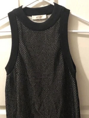 Milly Black Knit Sleeveless Top Sz S Repaired See Photos 83% Viscose 37% Nylon! - Image 1 of 4