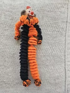 Vintage Hand Crochet Clown Doll Figure Toy Plastic Head 12" - Picture 1 of 6