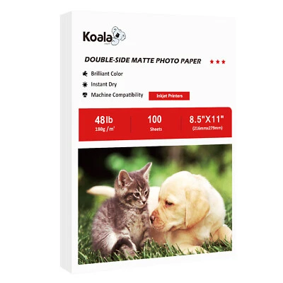 100 Sheets Koala 8.5x11 Double Sided Matte Inkjet Photo Paper 180g 48lb Brochure - Image 1 of 4