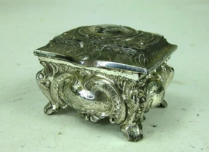 Vintage verziertes Metall viktorianischer Stil Schmuckbox Silberteller Schmuckset Sarg 3" - Bild 1 von 13