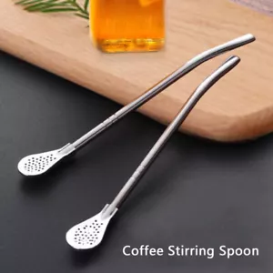 Spoon Tea Filter Mate Tea Straws Stainless Steel Drinking Straw Bombilla Gou BH - Picture 1 of 7