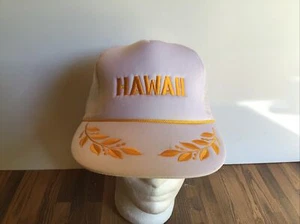 HAWAII Trucker Hat Baseball Cap Vintage SnapBack Hawaiian Headwear Gold Leaf - Picture 1 of 8
