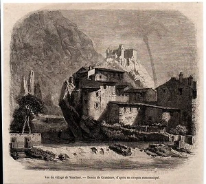 1860  --  VUE DU VILLAGE DE VAUCLUSE  B936    DESSIN DE GRANDSIRE - Bild 1 von 1