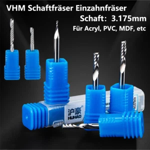 VHM Schaftfräser 1 Flöte Einzahnfräser CNC-Fräser 3.175mm Schaft Für PVC/Acryl - Bild 1 von 41