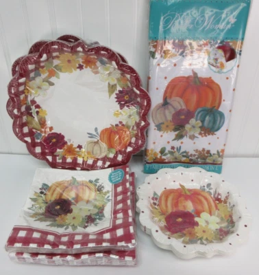 Mujer Pionera Acción de Gracias Otoño Guinga Cosecha Papel Fiesta Suministros 16 Invitados Foto 1 de 4