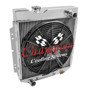 MN Champion 2 Row Radiator W/ 16" Fan for 1960 - 1965 Ford Falcon V8 Conversion - Picture 1 of 8