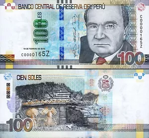 Peru 100 Sohlen 2015, NIEDRIGE Serie C 00001 ** Z, (erste 200), UNC, P-195 - Bild 1 von 3