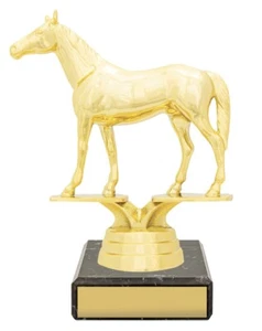 THOROUGHBRED HORSE FIGURE RIDE HORSE TROPHY AWARD FREE ENGRAVING - Foto 1 di 1