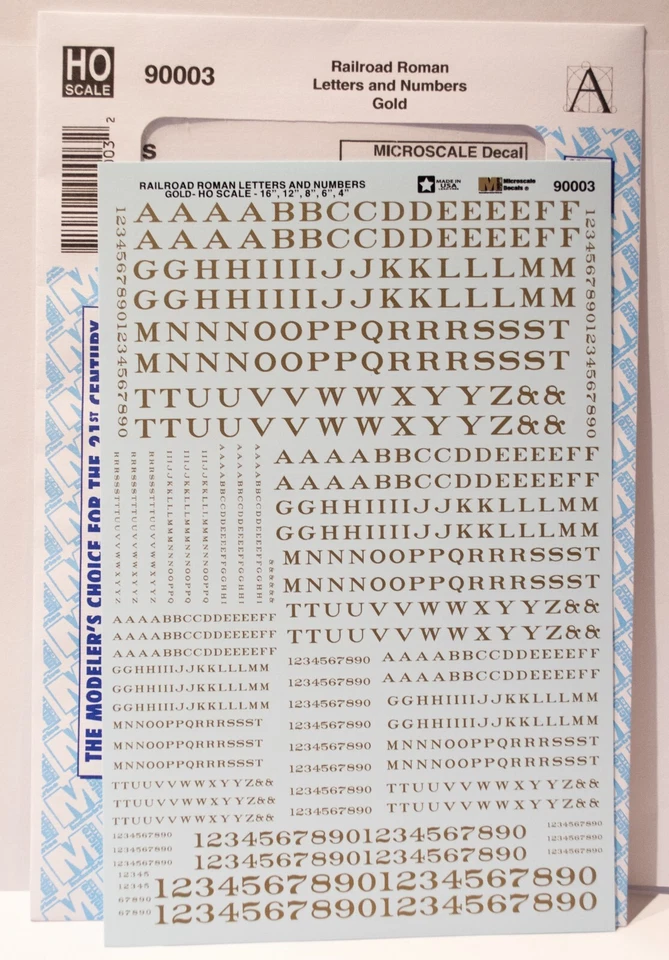 Microscale Decal HO #90003 Alphabets - Railroad Roman - Gold - Image 1 of 1