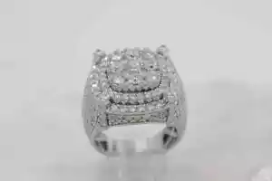 4 Ct Round Cut Moissanite Men's Cluster Engagement Ring Real 925 Sterling Silver - Picture 1 of 9