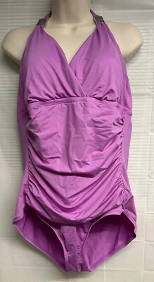 Traje de baño para mujer lavanda lila 1 pieza traje de baño Dana Bachman 16 W Foto 1 de 4