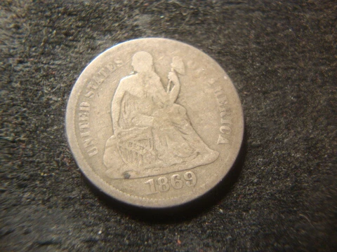 1869-S F VF  Seated Liberty Dime Decent Coin RXR NZX Cover
