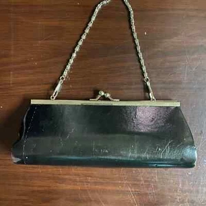 Small Mini black & sliver color hardware cluch purse hard exterior evening bag - Picture 1 of 4