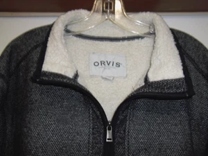 Orvis Men's XXL Sherpa Lined Quarter Zip Long Sleeve Pullover Sweater Black EUC - Picture 1 of 8