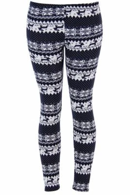 Mujer Reno Copos de Nieve Patrón Divertido Feo Navidad Suéter Leggings Foto 1 de 4