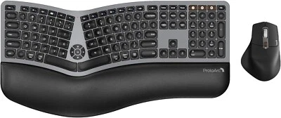 ProtoArc Backlit Wireless Full Size Ergo Keyboard, EKM01 Plus (Brown) - NIB - Image 1 of 4