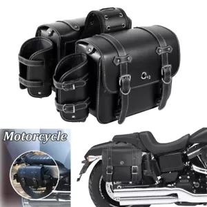 Motorcycle Side Saddlebags Saddle Bags Tool Bag For Harley Softail FLST Fatboy - Picture 1 of 11