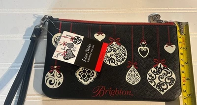 Брайтон любовь заметки сердце мира украшения молнии кошелек с ремешком съемный ремень черный - Изображение 1 из 4