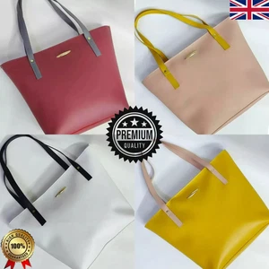 Damenhandtasche Kunstleder schlicht Schulter Kuriertasche Handtasche Tasche - Bild 1 von 5