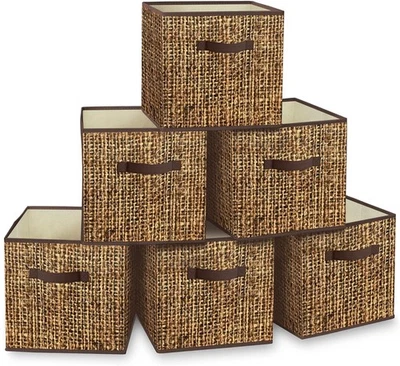 12x12 Cube Storage Bins - Fabric Cubby 12 inch-6Pack, Brown - Image 1 of 4